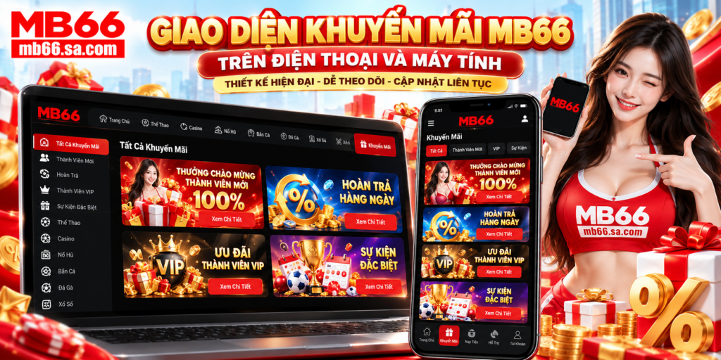 Giao diện Khuyến Mãi MB66 trên điện thoại và máy tính