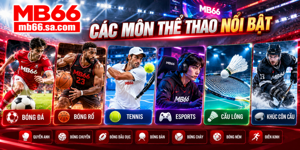 Các bộ môn thể thao nổi bật tại MB66